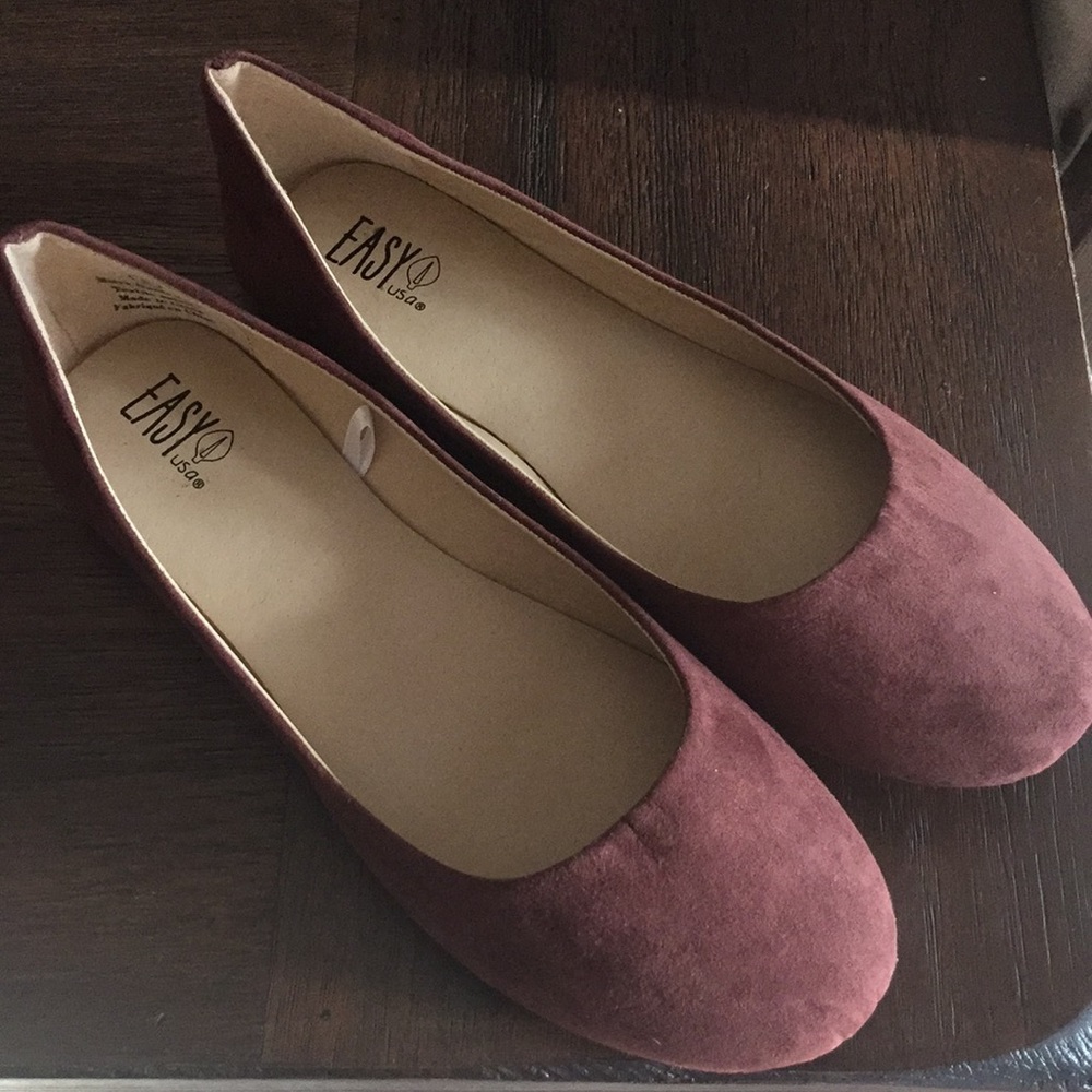 Brown micro suede flats